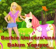 Barbie Unicorn'una Bakım Yapıyor